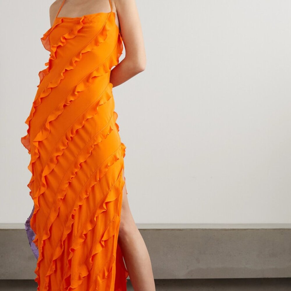 Staud Elvire Ruffle-trimmed Open Back Crepe Maxi Dress - Picture 2 of 6